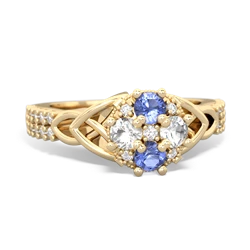 Tanzanite Celtic Knot Cluster Engagement 14K Yellow Gold ring R26443RD