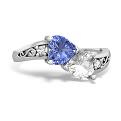 Tanzanite Snuggling Hearts 14K White Gold ring R2178