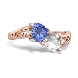 Tanzanite Snuggling Hearts 14K Rose Gold ring R2178