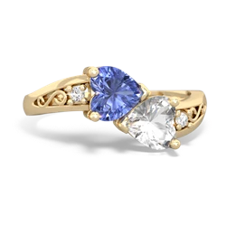 Tanzanite Snuggling Hearts 14K Yellow Gold ring R2178