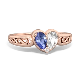 Tanzanite Filligree 'One Heart' 14K Rose Gold ring R5070