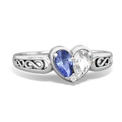 Tanzanite Filligree 'One Heart' 14K White Gold ring R5070