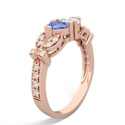 Tanzanite Diamond Butterflies 14K Rose Gold ring R5601