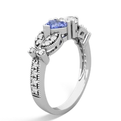 Tanzanite Diamond Butterflies 14K White Gold ring R5601