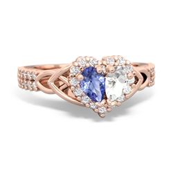 Tanzanite Celtic Knot Two Hearts As One 14K Rose Gold ring R2644HRT