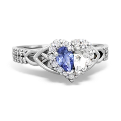 Tanzanite Celtic Knot Two Hearts As One 14K White Gold ring R2644HRT