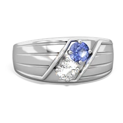 Tanzanite Men's Streamline 14K White Gold ring R0460