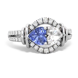 Tanzanite Art-Deco Keepsake 14K White Gold ring R5630