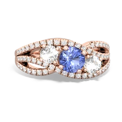 Tanzanite Three Stone Aurora 14K Rose Gold ring R3080