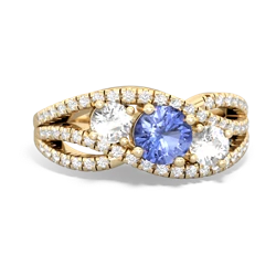 Tanzanite Three Stone Aurora 14K Yellow Gold ring R3080