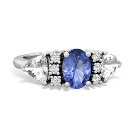 Tanzanite Antique Style Three Stone 14K White Gold ring R2186