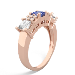 Tanzanite Three Stone Diamond Cluster 14K Rose Gold ring R2592