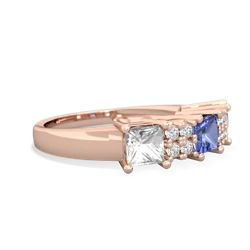 Tanzanite Three Stone Diamond Cluster 14K Rose Gold ring R2592