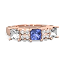 Tanzanite Three Stone Diamond Cluster 14K Rose Gold ring R2592