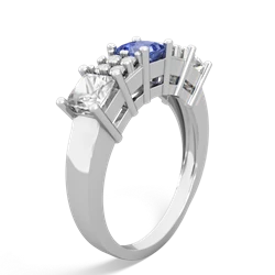 Tanzanite Three Stone Diamond Cluster 14K White Gold ring R2592