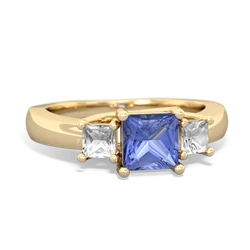 Tanzanite Three Stone Trellis 14K Yellow Gold ring R4015