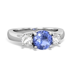 Tanzanite Three Stone Round Trellis 14K White Gold ring R4018