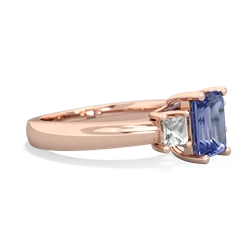 Tanzanite Three Stone Emerald-Cut Trellis 14K Rose Gold ring R4021