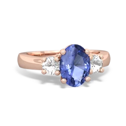 Tanzanite Three Stone Oval Trellis 14K Rose Gold ring R4024