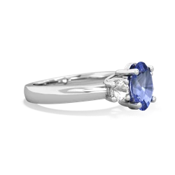 Tanzanite Three Stone Oval Trellis 14K White Gold ring R4024