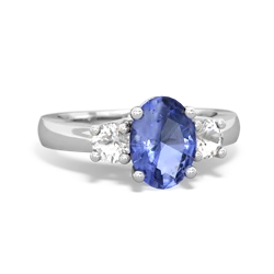 Tanzanite Three Stone Oval Trellis 14K White Gold ring R4024