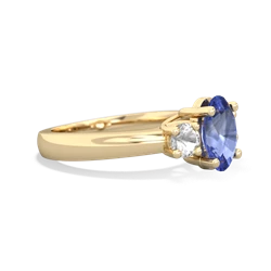 Tanzanite Three Stone Oval Trellis 14K Yellow Gold ring R4024