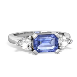 Tanzanite Three Stone 14K White Gold ring R5235