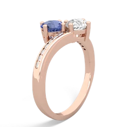 Tanzanite Channel Set Two Stone 14K Rose Gold ring R5303