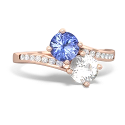 Tanzanite Channel Set Two Stone 14K Rose Gold ring R5303