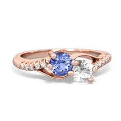 Tanzanite Infinity Pave Two Stone 14K Rose Gold ring R5285