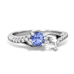 Tanzanite Infinity Pave Two Stone 14K White Gold ring R5285