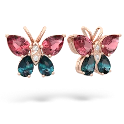 Pink Tourmaline Butterfly 14K Rose Gold earrings E2215