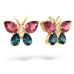 Pink Tourmaline Butterfly 14K Yellow Gold earrings E2215