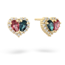 Pink Tourmaline Halo 14K Yellow Gold earrings E7008