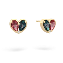 Pink Tourmaline 'Our Heart' 14K Yellow Gold earrings E5072