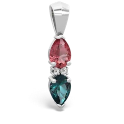 Pink Tourmaline Bowtie Drop 14K White Gold pendant P0865