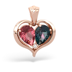 Pink Tourmaline Two Become One 14K Rose Gold pendant P5330