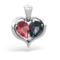 Pink Tourmaline Two Become One 14K White Gold pendant P5330