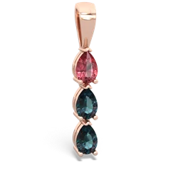 Pink Tourmaline Dew Drops 14K Rose Gold pendant P2251