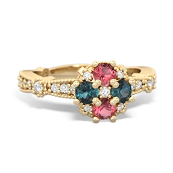 Pink Tourmaline Sparkling Tiara Cluster 14K Yellow Gold ring R26293RD