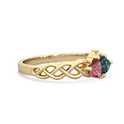 Pink Tourmaline Heart To Heart Braid 14K Yellow Gold ring R5870