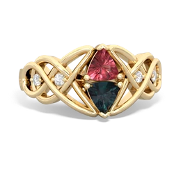 Pink Tourmaline Keepsake Celtic Knot 14K Yellow Gold ring R5300