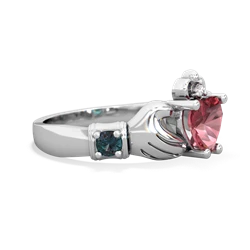 Pink Tourmaline Claddagh Keepsake 14K White Gold ring R5245