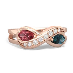 Pink Tourmaline Diamond Infinity 14K Rose Gold ring R5390