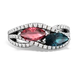 Pink Tourmaline Diamond Rivers 14K White Gold ring R3070