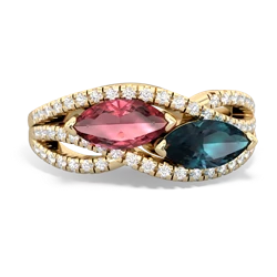 Pink Tourmaline Diamond Rivers 14K Yellow Gold ring R3070