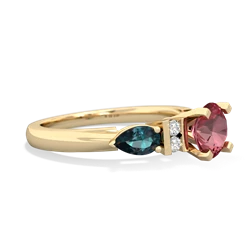 Pink Tourmaline 6Mm Round Eternal Embrace Engagement 14K Yellow Gold ring R2005