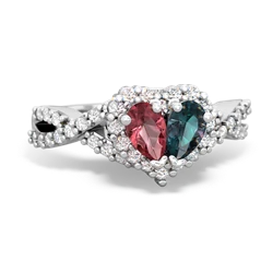 Pink Tourmaline Diamond Twist 'One Heart' 14K White Gold ring R2640HRT