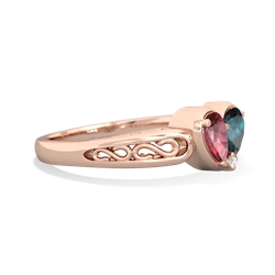 Pink Tourmaline Filligree 'One Heart' 14K Rose Gold ring R5070