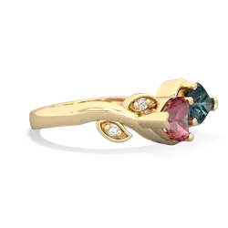 Pink Tourmaline Floral Elegance 14K Yellow Gold ring R5790